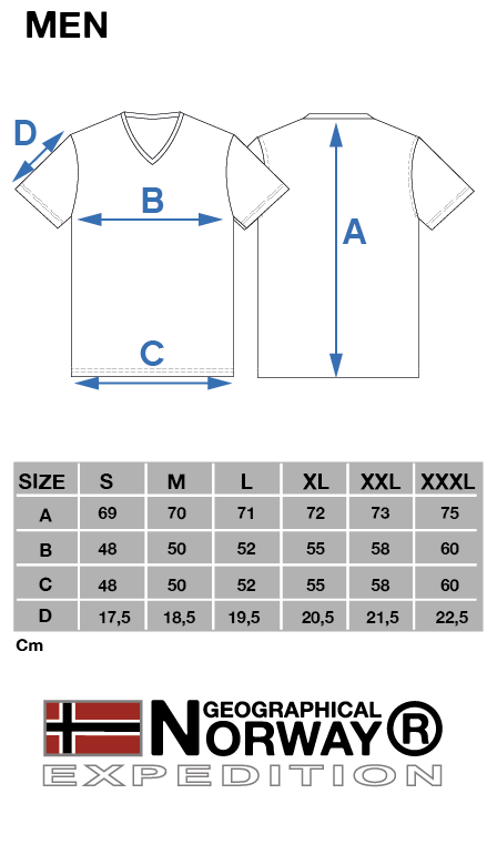 GUIDE TAILLE MEN TEE SHIRT SHORT SLEEVE